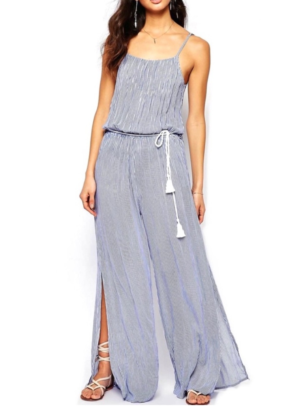 FAITHFULL THE BRAND BLUE STRIPED JUMPSUIT